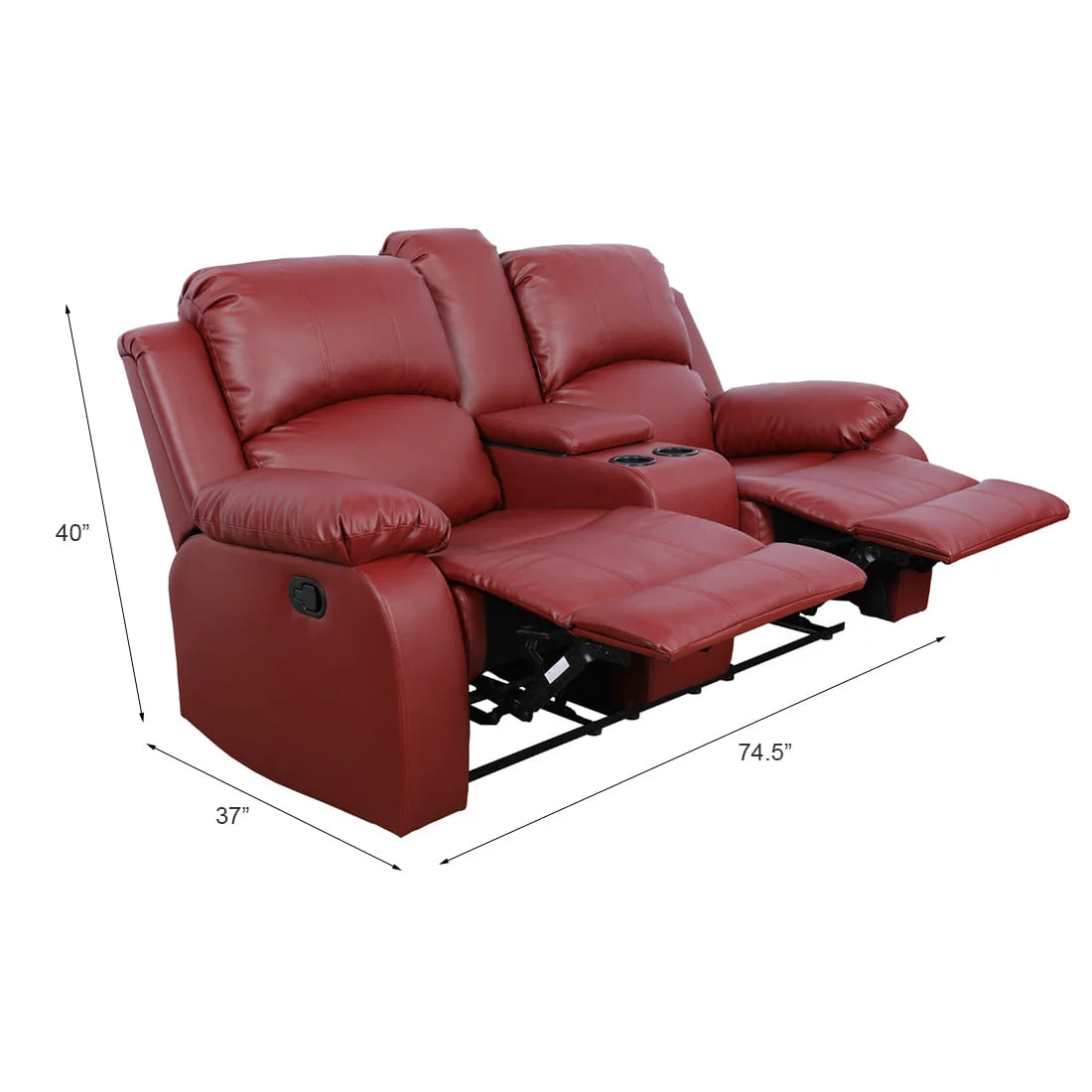 Red Leather Reclining Sofa and Loveseat Set N527059