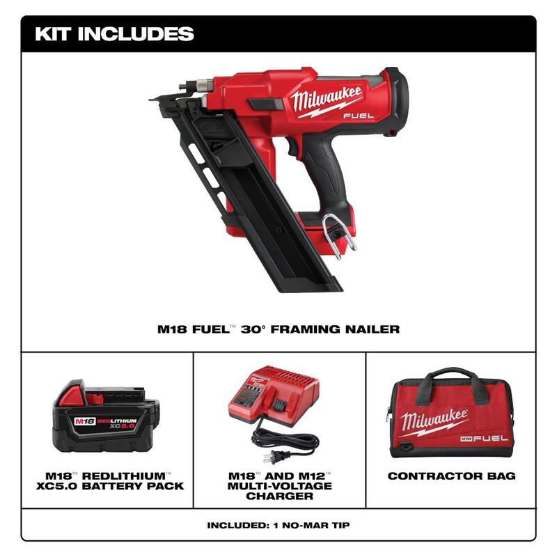 18-Volt Lithium-Ion Brushless Cordless Framing Nailer Kit with Battery Charger J89782