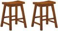 29" Solid Wood Saddle Stools Set of 2 Oak Brown K803865