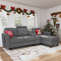 Grey Reversible Sectional Sofa with Cup Holders & Storage Console B2222
