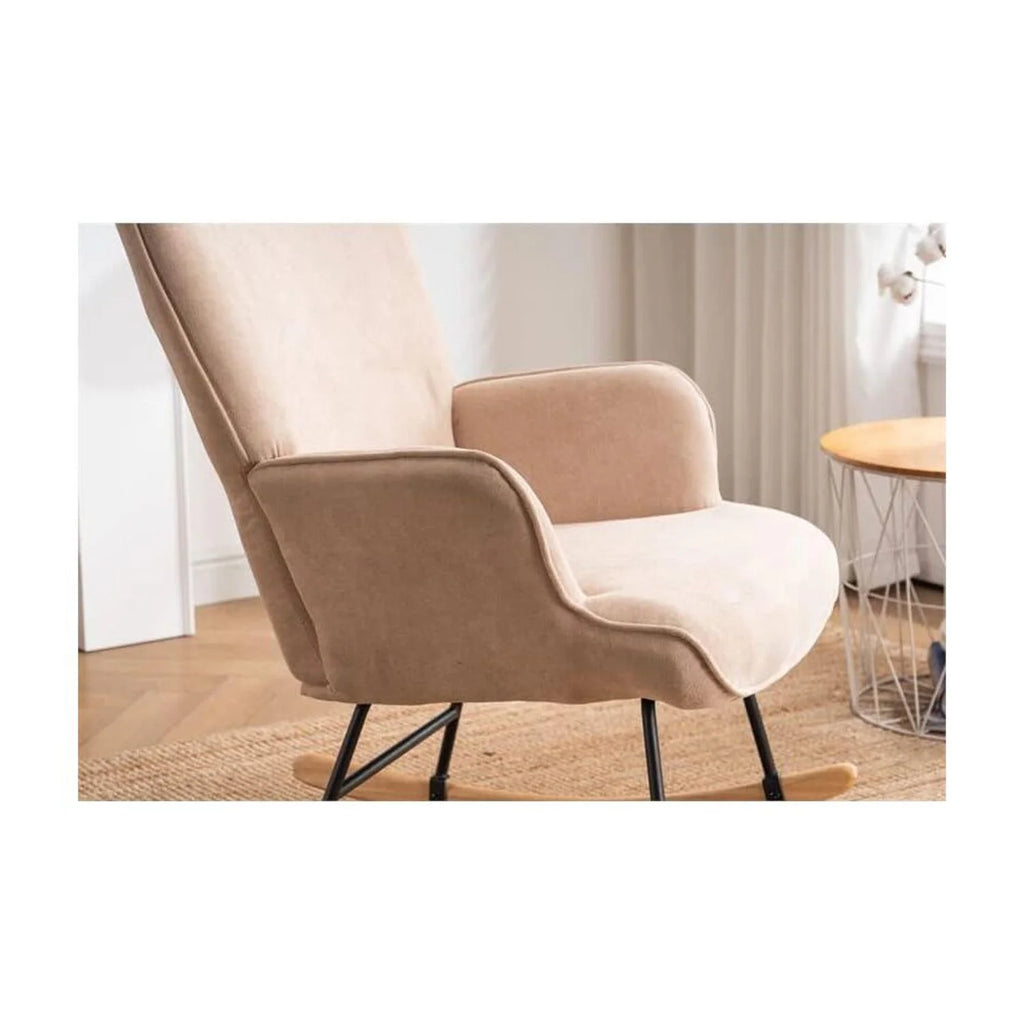 Beige Fabric Rocking Chair C219
