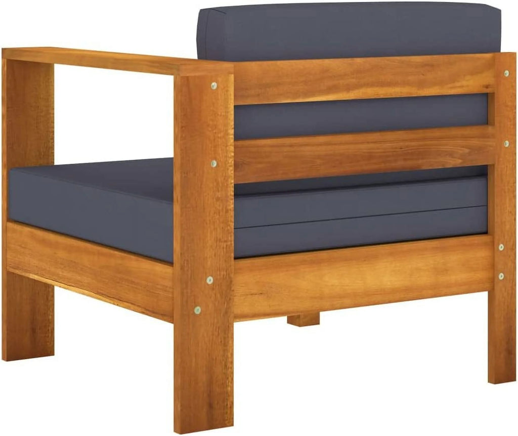 6 Piece Acacia Wood Patio Lounge Set with Dark Gray Cushions L922