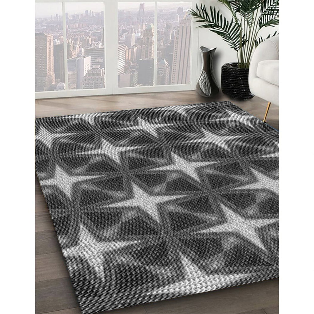 Dark Gray Black Patterned Area Rugs, 5' x 7' S745