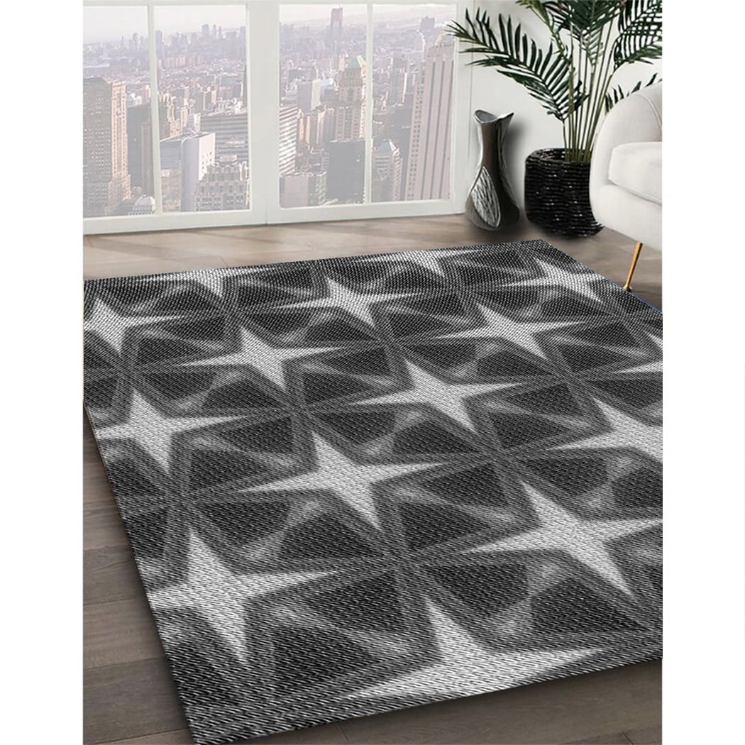Dark Gray Black Patterned Area Rugs, 5' x 7' S745