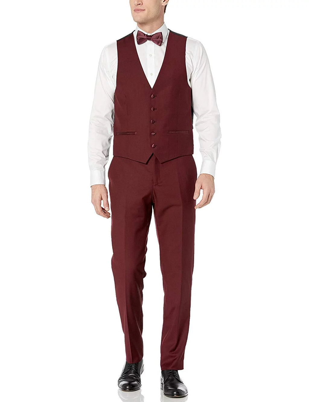 Men's Single Breasted Three Piece Shawl Collar Tuxedo Burgundy A905