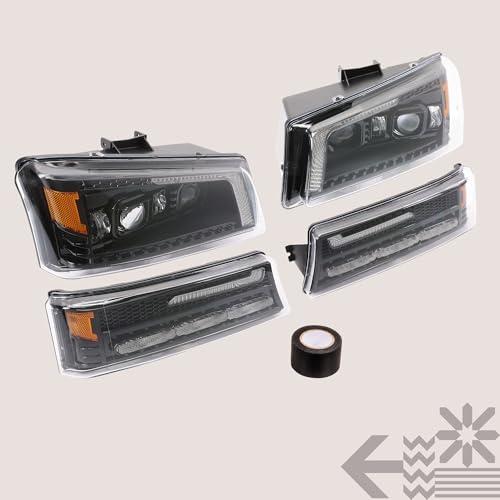 LED Headlight Assembly Replacement with Amber Sequential Turn Signal Projector B296