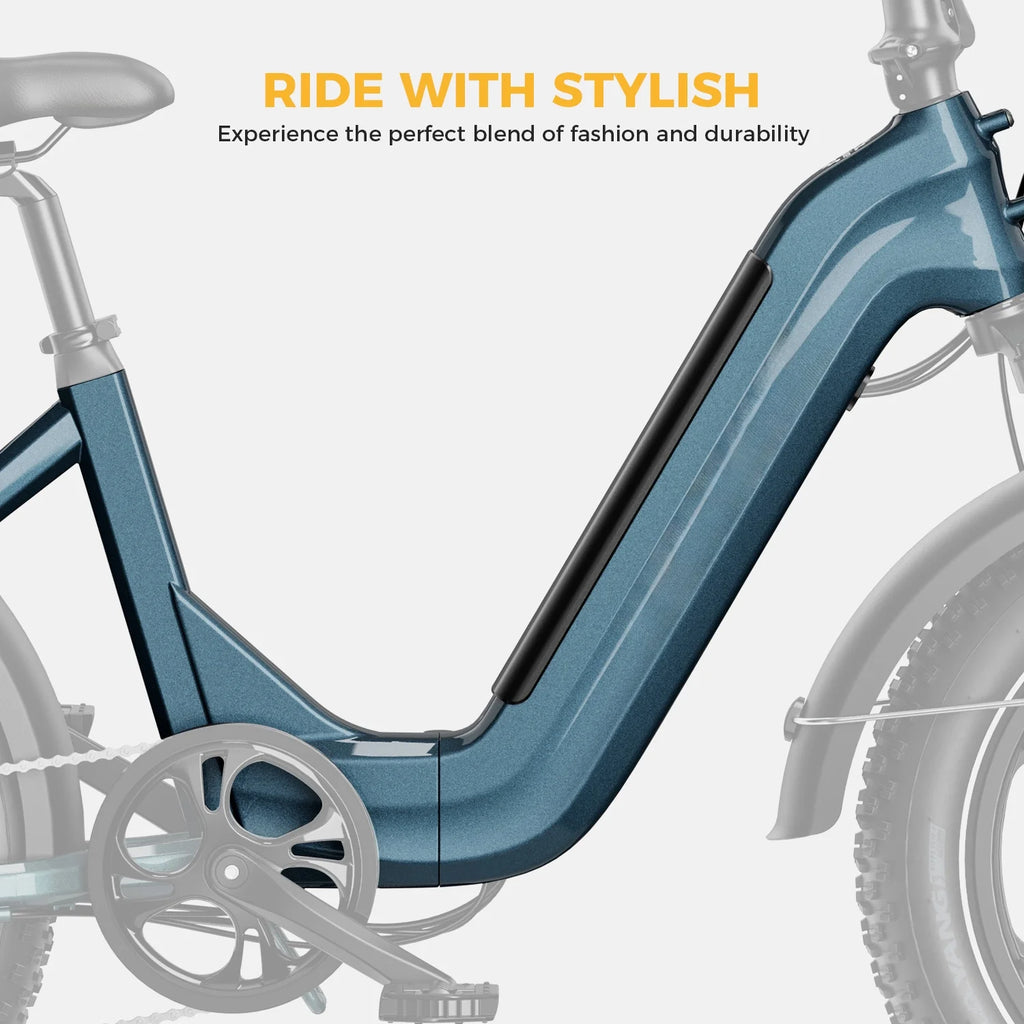 Folding Electric Bike with 48V 14.4AH Removable Battery, 20 x 4.0 Fat Tire Step-thru R6440