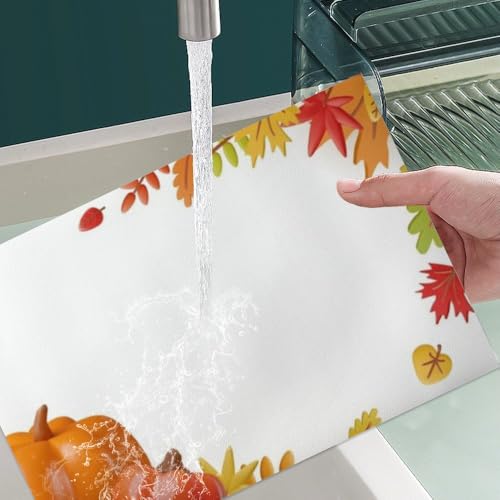 Colorful Fall Leaves Faux Leather Placemats 12 X 18 in 6-Count Q119305