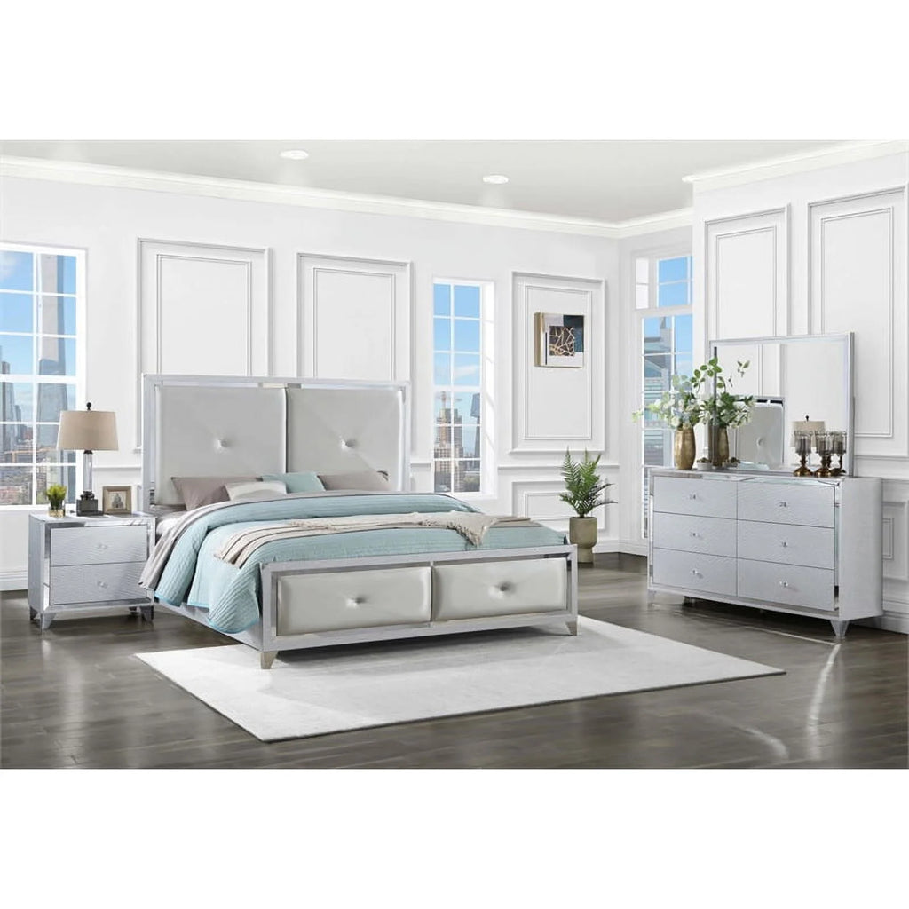 4-piece Wood Tufted Queen Bedroom Set K429