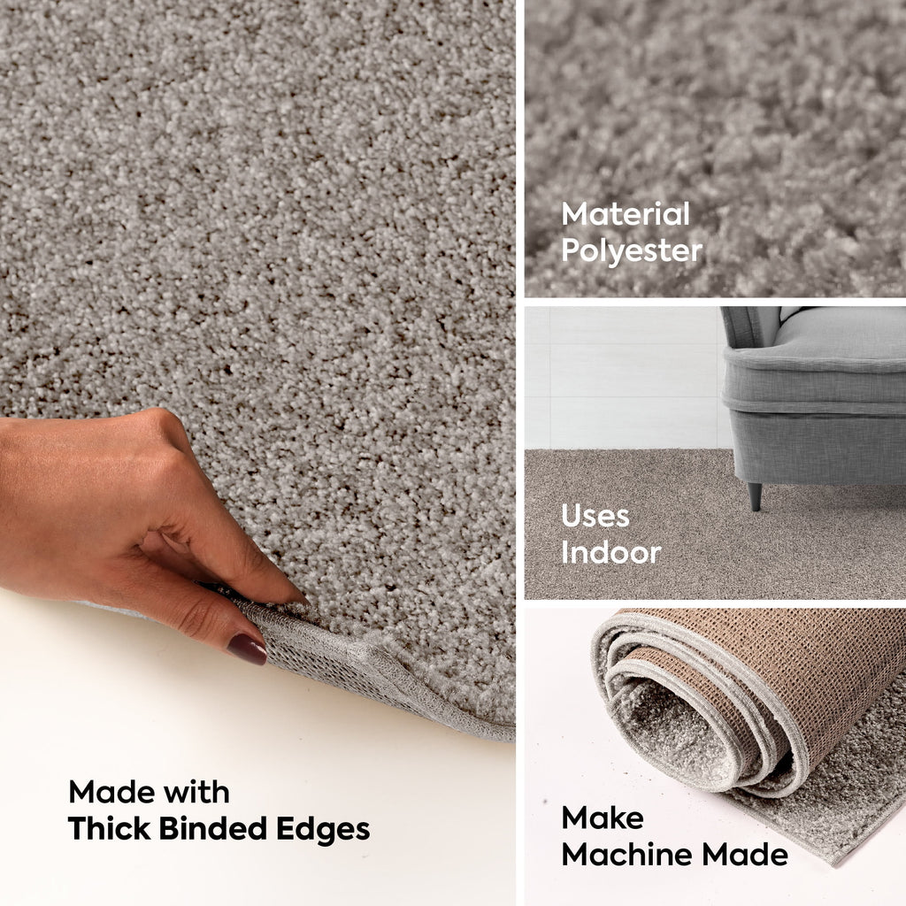 Beige 6' x 7' Plush Area Rug M349
